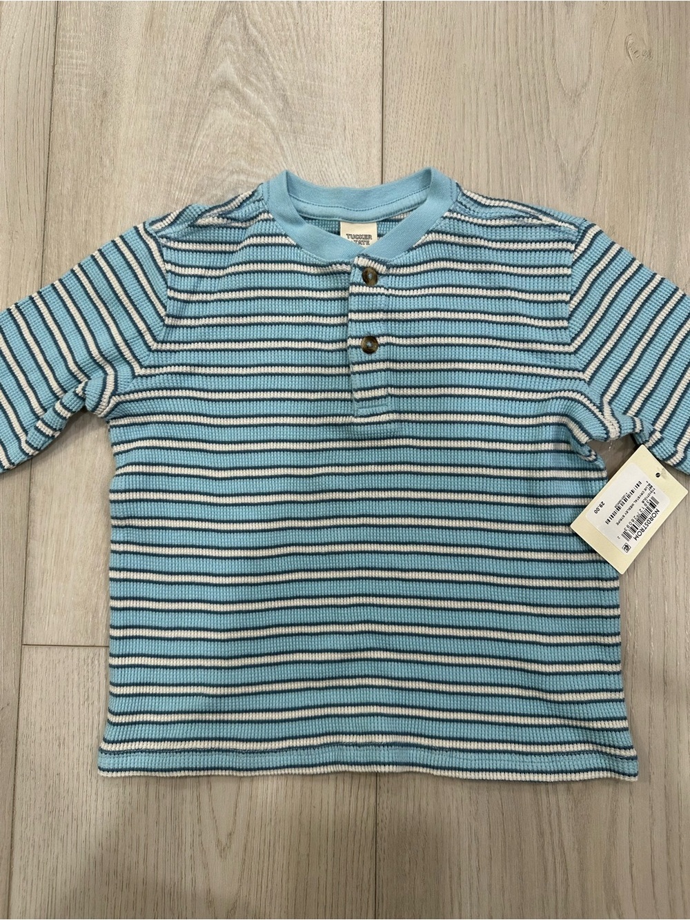 Tucker + Tate Light Blue & White Striped Henley Long Sleeve Tee